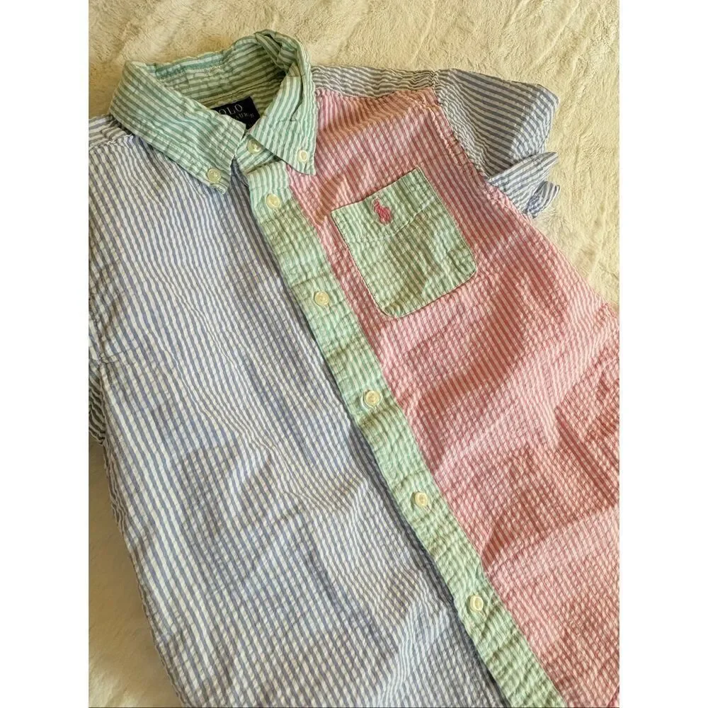 Striped Seersucker Ralph Lauren Shirt Kids size 6